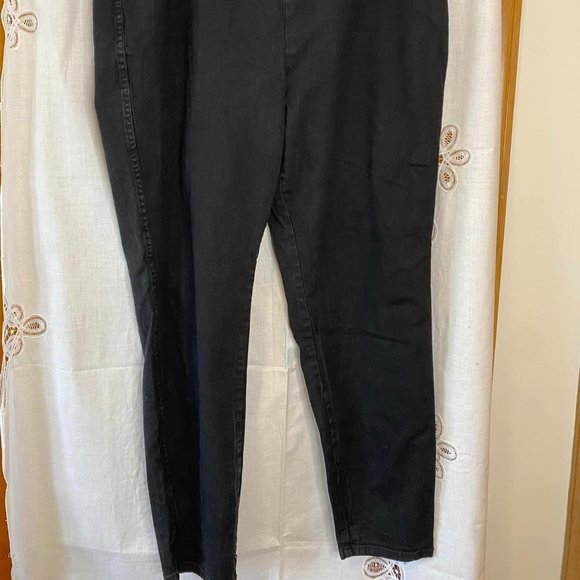 Size 26/28 Faded Glory Stretch Black Elastic Waist Pants - Picture 2 of 8